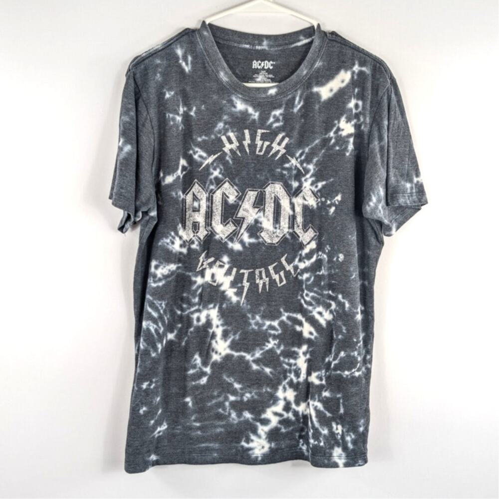 AC/DC Medium Graphic Band T Shirt Mens Tie Dye Lightning Logo Rock Tee Concert